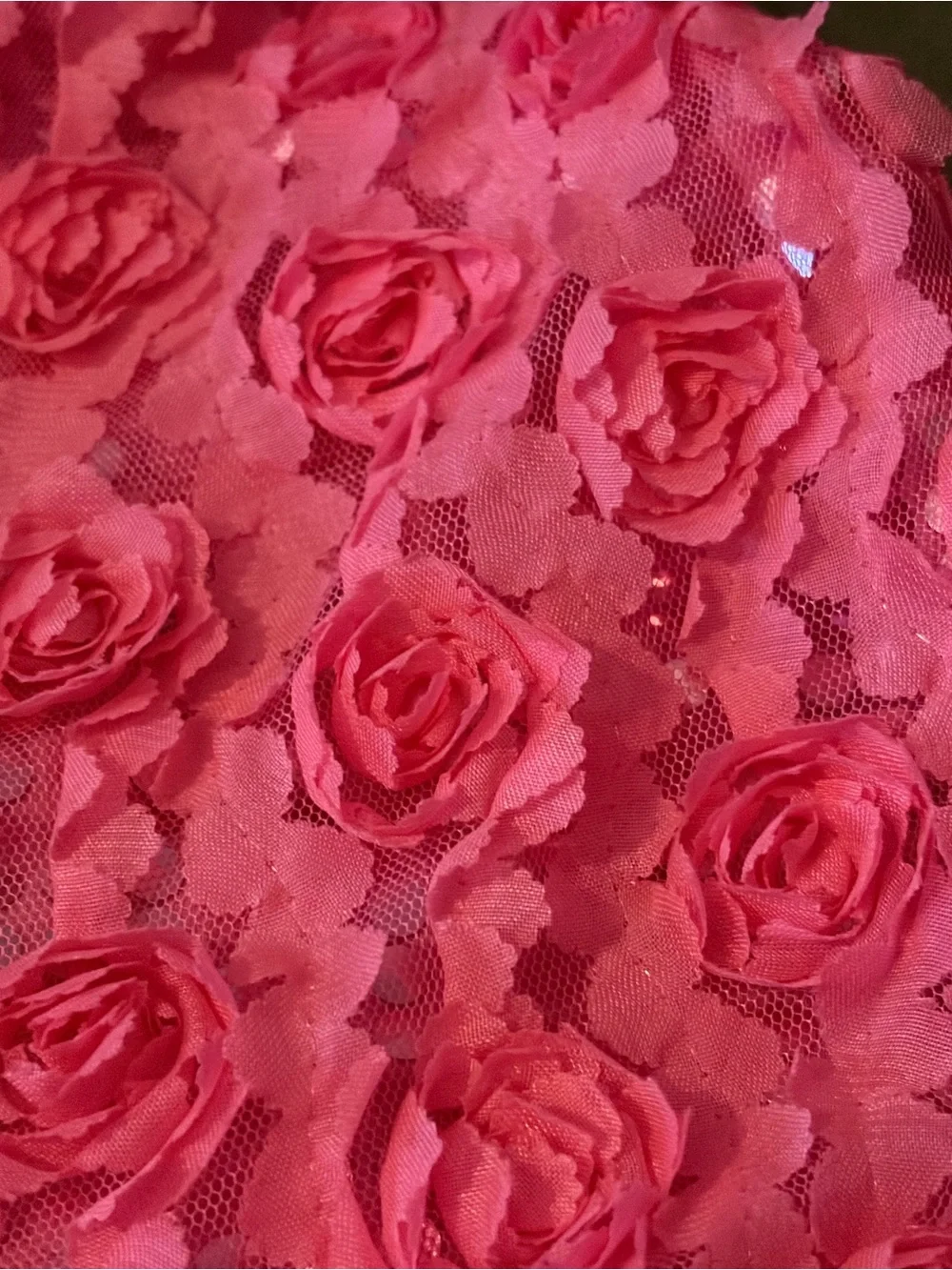 Justice Pink Floral Lace Tank with 3D Rosettes